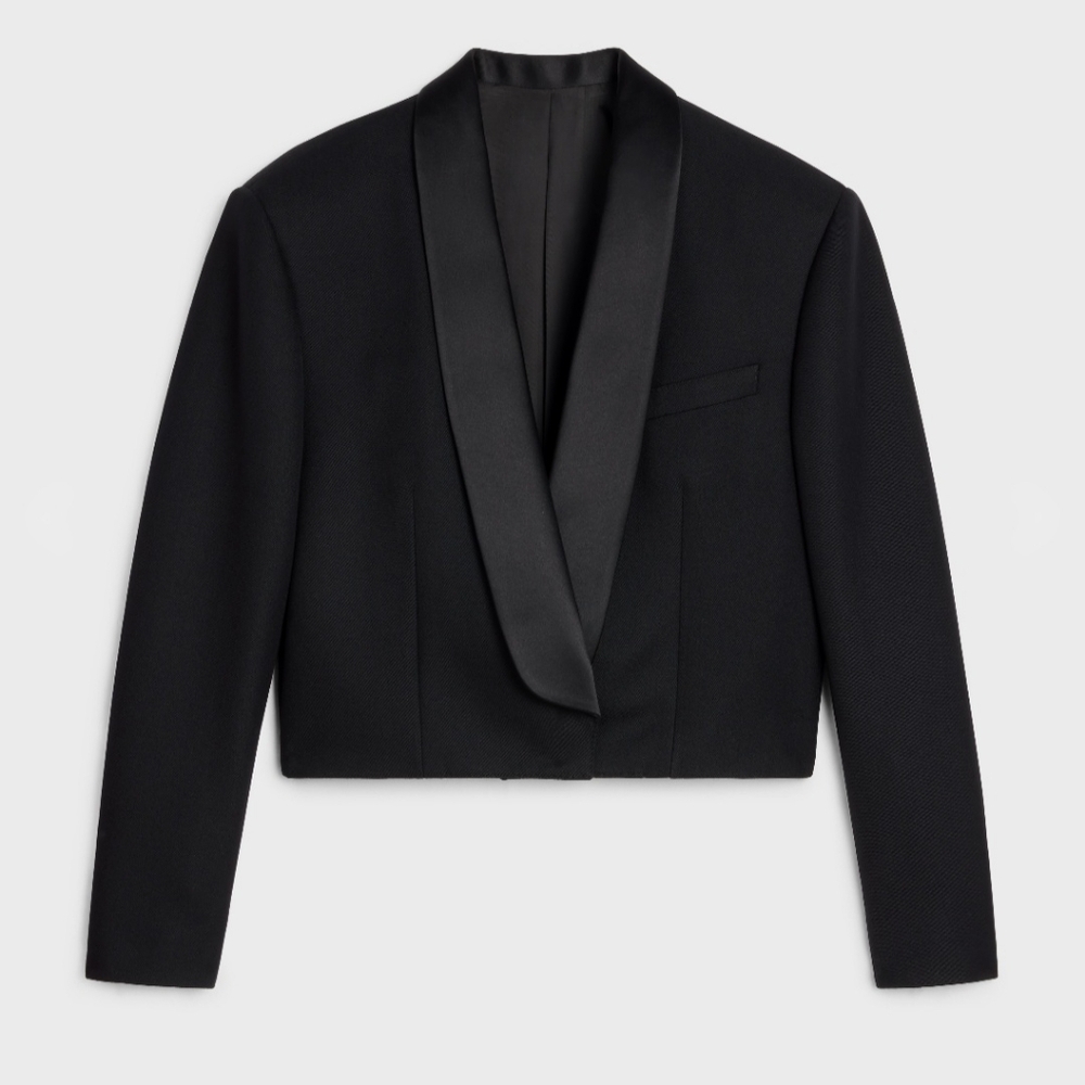 Celine Paris Spencer Tuxedo Jacket Black Grain de Poudre NWT - Picture 2 of 12
